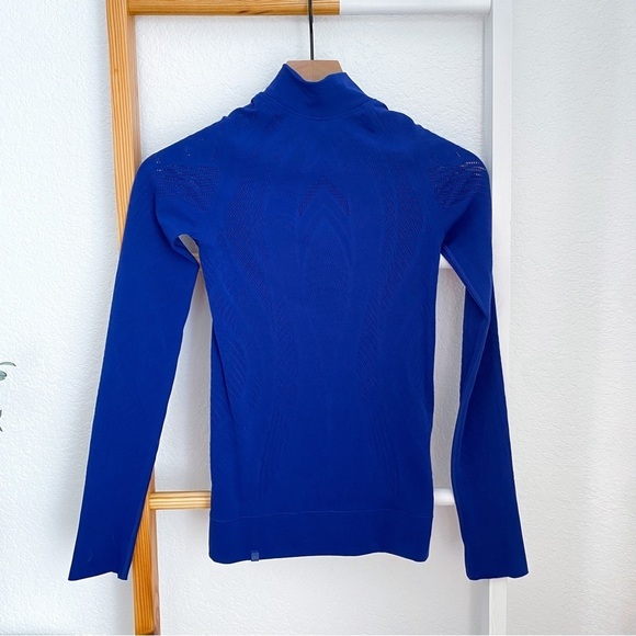 Lululemon Reveal 1/2 Zip Top Aurora Blue Laser Cut Long Sleeve Seamless - Picture 4 of 13